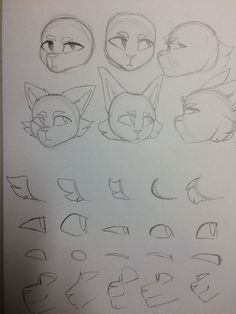 a drawing of various faces and eyes