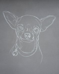 a drawing of a dog on a chalkboard in the shape of a chihuahua head