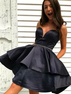 Sweetheart Homecoming Dress, Short Satin Dress, Prom Dress Black, Mini Homecoming Dresses, Black Homecoming Dress, Satin Homecoming Dress, Graduation Dresses, Satin Short, Homecoming Dresses Black