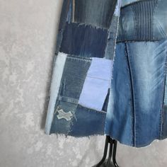 "Plus size denim patchwork skirt, Casual long skirt of shabby jeans, Blue jean maxi skirt in hipster style. The material is thoroughly cleaned and restored. Size 3XL Waist circumference 94cm (37\") Hip circumference 106cm (41.7\") Length 95cm (37.4\") Before making a purchase, please take measurements of your figure and make sure the item fits you. The color of the product on your monitor may vary slightly from the original. I invite you to visit my other store. You will find a lot of interestin Patchwork Denim Skirt In Recycled Denim Blue, Denim Blue Patchwork Skirt From Recycled Denim, Recycled Denim Patchwork Skirt, Recycled Denim Patchwork Denim Skirt, Recycled Denim Blue Skirt With Patchwork, Denim Patchwork Long Skirt, Jean Maxi Skirt, Casual Long Skirt, Long Skirt Casual