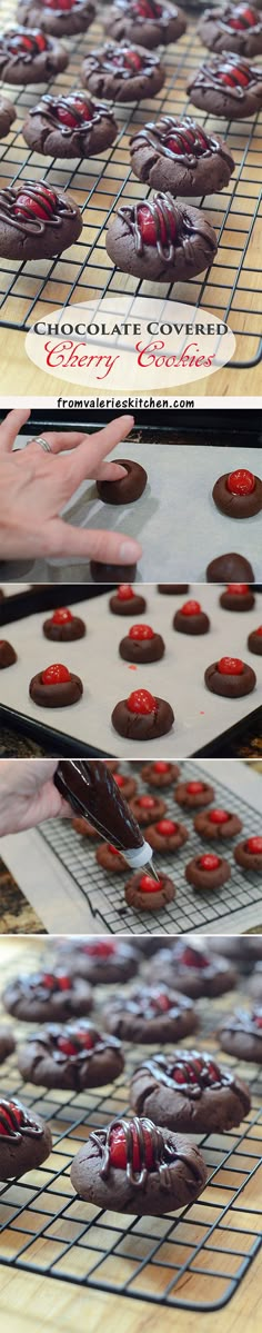 there are many chocolate cupcakes being made on the baking rack and cooling in the oven