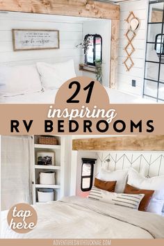 21 Inspiring RV Bedrooms Small Trailer Bedroom Ideas, Rv Decor Ideas Rv Interior, Camper Redos Ideas, Rv Remodel Bedroom Ideas, Cute Travel Trailer Decor, Camper Trailer Makeover, Travel Trailer Renovation Diy, Diy Rv Decorating Ideas, Jayco Rv Decorating Ideas