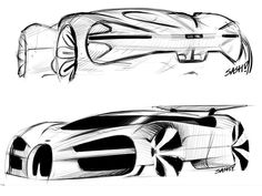 two sketches of the same car