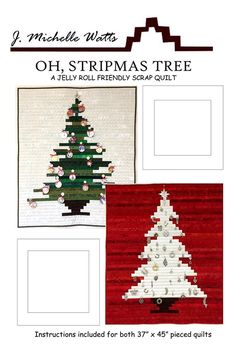 an ornament christmas tree is shown in three different colors and sizes, with the words