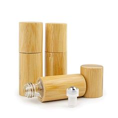 Grand Parfums 5ml Natural Bamboo Essential Oil Roller Bottles Roll On,Clear Glass Inner/Portable Massage Stainless St... Natural Medicine