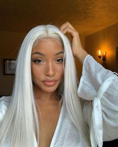 Good Wigs, Platinum White Hair, Crochet Straight Hair, Hair Turning White, Frontal Hairstyles, Lace Hair, Straight Human Hair, Good Girl, Grunge Hair