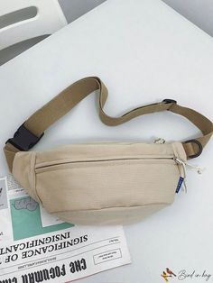 BirdinBag - Canvas Travel Phone Bag: Casual Waist Belt for Phone - Convenient Fanny Pack Casual Large Capacity Pouch, Everyday Large Capacity Beige Belt Bag, Large Capacity Beige Pouch Belt Bag, Beige Belt Bag With Large Capacity For Everyday Use, Casual Beige Travel Pouch, Casual Beige Pouch Chest Bag, Casual Beige Crossbody Belt Bag, Casual Beige Belt Bag For Daily Use, Casual Beige Belt Bag With Pockets