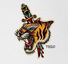 Old School Tattoo Tiger, Traditional Tattoo Drawings, Traditional Black Tattoo, Neo Tattoo, Cool Tattoo Drawings, Traditional Tattoo Art, Traditional Tattoos