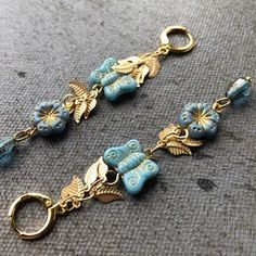 Blue Butterfly Charm Dangle Earrings, Blue Dangle Earrings With Butterfly Charm, Whimsical Gold Flower Earrings, Boho Butterfly, Romantic Flowers, Jewelry Lookbook, Earrings Long, Butterfly Earrings, Jewelry Inspo