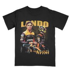 Lando Norris T-shirt | Formula 1 Mclaren racing tee ⭐️ Black or White t-shirt  ⭐️ Regular fit  ⭐️ Front direct to garment print  ⭐️ Made to order Black Graphic Print Tops For Motorsport Events, Formula One Shirt, Lando Norris Jersey, Mclaren Clothes, Formula 1 Mclaren, F1 T Shirt Design, Lando Norris Shirt, Racing Style Graphic T-shirt For Sports Events, Racing Style Graphic Print T-shirt For Sports Events