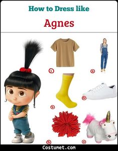 how to dress like agnes from inside out with pictures and instructions on the back side