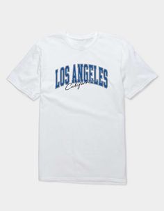 Join The Ranks Of Proud Angelenos And Embrace The Collegiate Spirit With The La Script Tee. 100% Cotton. This Item Is Unisex Fit And Sizing. This Item Is Made To Order And May Take A Few Extra Days To Process. | Los Angeles California Script Unisex Tee White Tops With Lettering For College, Collegiate White Top With Lettering, White Collegiate Top With Lettering, White Sports T-shirt With Lettering, White College T-shirt With Lettering, La Shirt, Retail Store Design, Retail Store, Los Angeles California