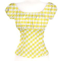 GGR Pinup Peasant Blouse in Yellow Gingham-Blouse-Glitz Glam and Rebellion GGR Pinup, Retro, and Rockabilly Fashions Check Tops, Yellow Gingham, Blouse Summer, Pedal Pushers, Pin Up Outfits, Stylish Blouse, Polka Dot Blouse, Cotton Blouse, Peasant Blouse