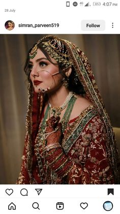 Garara Bridal Look, Jewellery On Gharara, Barat Look For Bride, Pakistani Brides, Muslim Bridal, Pakistani Bridal Makeup, Red Bridal Dress, Pakistani Bridal Jewelry