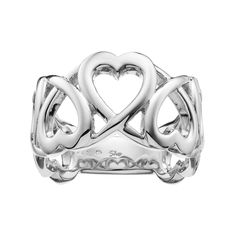 RING DETAILS Width: .43 in. Metal: rhodium-plated sterling silver  Size: 6. Color: Grey. Gender: unisex. Age Group: adult. Silver Heart Rings, Heart Rings, Silver Heart Ring, Right Hand Rings, Ring Displays, Heart Design, Womens Jewelry Rings, Silver Heart, Rings Statement