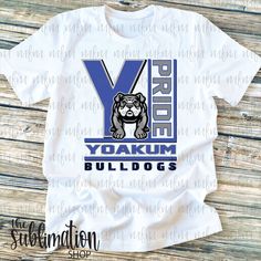 a t - shirt with the letter y and an image of a bulldog on it