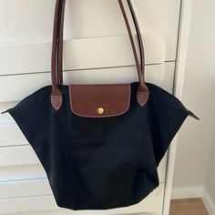 Longchamp Le Pliage Tote Longchamp Le Pliage Large, Longchamp Bags, Longchamp Le Pliage, Black And Brown, Bag Lady, Women Shopping, Color, Black