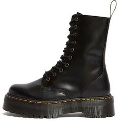 Dr. Martens Jadon High Smooth Leather Platform Boot 'Black' 25565001 (SNKR/Women's) Dr Martens Jadon, Black Platform Boots, Platform Boots, Dr. Martens, Smooth Leather, Black Boots, Boots, Leather, Black