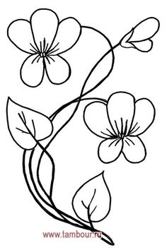 Simple Flower Drawing, Lilies Drawing, Paper Flower Patterns, Flower Drawing Tutorials, Embroidery Cards, Border Embroidery Designs, Pola Sulam, Embroidery Flowers Pattern, Flower Coloring Pages