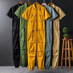 Mens Jumpsuit, Overalls Casual, Fashion Trousers, Men Jumpsuit, Overalls Fashion, Overalls Men, Jumpsuit Casual, Loose Jumpsuit, Yellow Pants