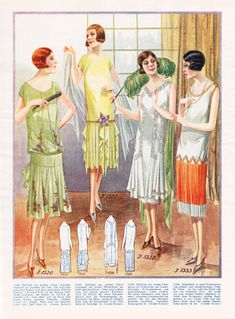 1920s Fashion Flapper, Edwardian Clothes, Roaring 20s Fashion, Vintage Illustration Art