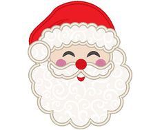 a santa claus face with red nose and white beard, on a white background for the holiday season