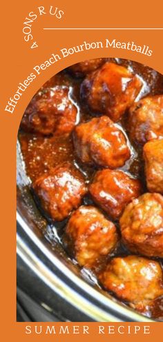 an image of meatballs in the crock pot with text overlay that reads summer recipe