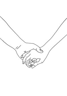 two hands are holding each other while one holds the other's hand in black and white