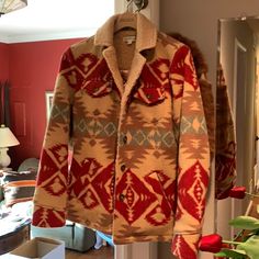 Orvis Womens Fleece Jacket. Western Pattern. Very Cozy. In Good Condition Western Pattern, Fleece Jacket Womens, Gold Satin, Womens Fleece, Red Jacket, Fleece Jacket, Jackets & Coats, Jackets For Women, Satin