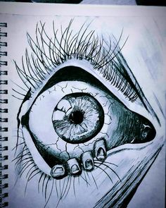 a drawing of an eye with long eyelashes