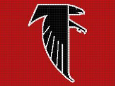 the atlanta hawks logo is shown on a red background with black and white lines in the shape of an eagle