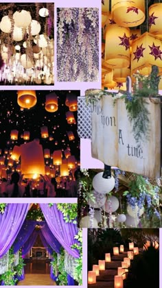 the collage shows many different types of lights and lanterns in various stages of creation