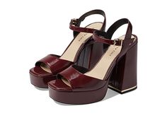 Kenneth Cole New York Dolly - Women's Shoes : Plum : Kenneth Cole New York Dolly sandals takes your fashion game a notch higher, offering comfort and style at once. Man-made upper. Man-made lining and insole. Buckle closure. Block heel. Sleek over the toe straps. Textured pattern on the outside. Man-made outsole. Imported. Measurements: Heel Height: 5 in Weight: 1 lb Platform Height: 1 1 2 in Product measurements were taken using size 9, width M. Please note that measurements may vary by size. W Trendy Closed Toe Slingback Sandals With Heel Strap, Modern Sandals With Reinforced Heel, Trendy Block Heel Sandals With Cushioned Footbed, Spring Closed Toe Slingback Sandals With Reinforced Heel, Modern Closed Toe Sandals With Reinforced Heel, Red Sandals With Reinforced Heel, Patent Leather Open Toe Slingback Sandals With Buckle, Open Toe Patent Leather Slingback Sandals With Buckle Closure, Trendy Sandals With Heel Strap Medium Width