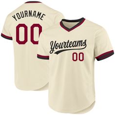 Custom Cream Maroon-Black Authentic Throwback Baseball Jersey Customizable Cotton Baseball Jersey For Fans, Team-colored Baseball Jersey With Name Print, Baseball Jersey With Name Print For Baseball Season, Baseball Jersey With Name Print And Team Spirit, Team Spirit Baseball Jersey With Name Print, Letter Print Baseball Jersey For Team Events, Customizable Cotton Baseball Jersey For Team Events, Baseball Season Team Jersey For Fans, Baseball Season Team Jersey