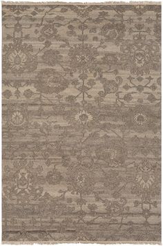 Ethereal ETR-1001 Traditional Wool Rug ETR1001-913 Khaki Surya Rug, Taupe Rug, Surya Rugs, Grey Tones, Brown Rug, Home Decor Trends, Floral Rug, Vintage Bohemian, Wool Area Rugs