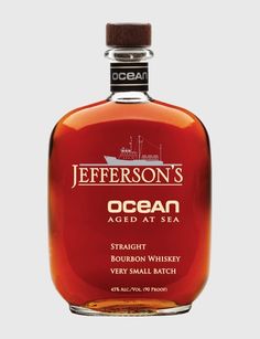 a bottle of jefferson's ocean aged at sea straight bourbon whiskey on a white background