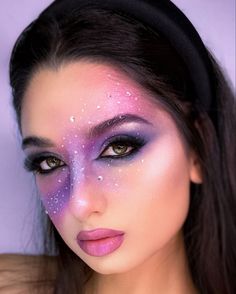 Color Guard Makeup, Skincare Headband, Festival Make Up, Space Makeup, Galaxy Makeup, Show Makeup, Creepy Halloween Makeup, Face Art Makeup