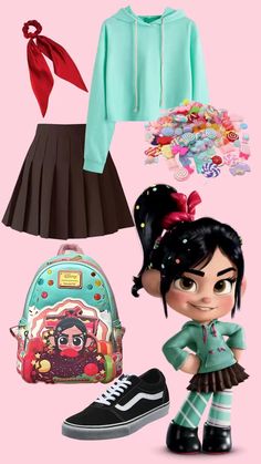 Disney   • Wreck it Ralph   • Vanellope con Schweetz   • Sugar Rush   • Disney Princess Clever Disney Costumes, Vanellope Von Schweetz Outfit, Disney Bound Vanellope, Princess Vanellope Costume, Vanellope Von Schweetz Disneybound, Disneybound Vanellope, Wreck It Ralph Disneybound, Disneyland Costume Ideas, Penelope Wreck It Ralph Costume