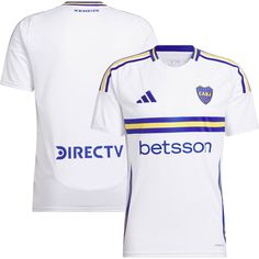 Get ready to root on Boca Juniors every time you put on this 2024/25 Away Replica Jersey. This adidas jersey features AEROREADY technology to keep you cool and comfortable all match long. The updated team graphics and designs will quickly make this your favorite Boca Juniors kit in your collection. White Three Stripes Sports Jersey, Adidas Jersey, Adidas White, Keep Your Cool, White Adidas, Adidas Men, Put On, Adidas, Technology