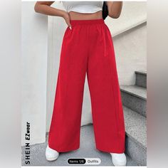 Women’s Plus Ezwear Wide Leg Red Pant, Size: 2xl / Shein Brand, Never Worn. Can No Longer Be Purchased Online. Casual Red Bottoms, Red Baggy Pants For Loungewear, Red Pants, Online Purchase, Lady In Red, Pant Jumpsuit, Wide Leg, Pants For Women, Pants