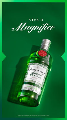 a bottle of green liquid on a green background with the words margarita magnifico