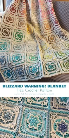 a blanket that is sitting on top of a couch with the words blizzard warning blanket