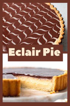 a piece of eclair pie on a plate with the words eclair pie above it