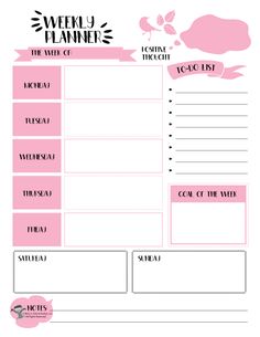 the weekly planner is shown with pink flowers and black writing on it, as well as an