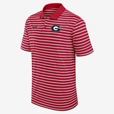 Combining sweat-wicking technology and breathable pique fabric, the Primetime Victory Striped Polo helps you comfortably represent the Georgia Bulldogs with team embroidery and a traditional pattern. Team-colored Cotton Polo Shirt For Golf, Team Spirit Cotton Polo Shirt With Moisture-wicking, Moisture-wicking Polo Shirt For Sports Events, Cotton Team Spirit Polo Shirt For Golf, Team Spirit Cotton Polo Shirt For Golf, Cotton Golf Polo Shirt, Cotton Polo Shirt For Golf, Team Spirit Cotton Polo Shirt For Sports Events, Sporty Polo Shirt For Golf