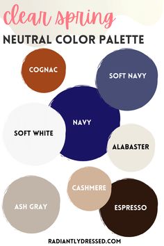 Clear Spring Clothes, Color Wardrobe Palette, Color Analysis Clear Spring, True Neutral Color Palette, Bright Spring Neutral Colors, Clear Spring Color Palette Analysis, Clear Spring Palette Outfits, Clear Spring Neutrals, Bright Spring Color Palette Capsule Wardrobe