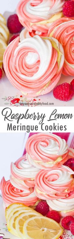 raspberry lemon meringue cookies on a plate