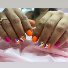 Short Spring Nail Designs 2024, Neon Nails Designs Short, Fun Summer Nails Short, Tropical Summer Nails, Summer Time Nails, Book Nails, Summer Nails Short, Time Nails, Toes And Nails