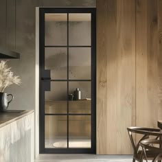 Malvern Black Primed Internal Door - Clear Glass - Prefinished Black Metal Internal Doors, Glass Door For Bedroom, Aluminium Glass Door Design, Black And Glass Door, Black Glass Door Interiors, Basement Door Exterior, Black Aluminium Doors, Glass Door Design Modern, Glass Bedroom Door