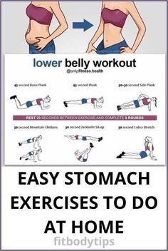 a woman's stomach is shown with the words lower belly workout and an image of her